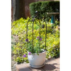 Scroll & Ivy Mini Pot Trellis Bronze